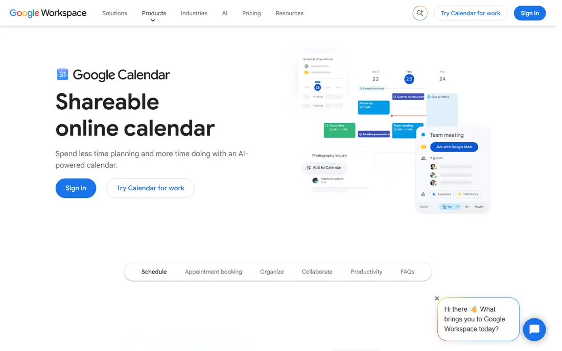 Google Calendar website