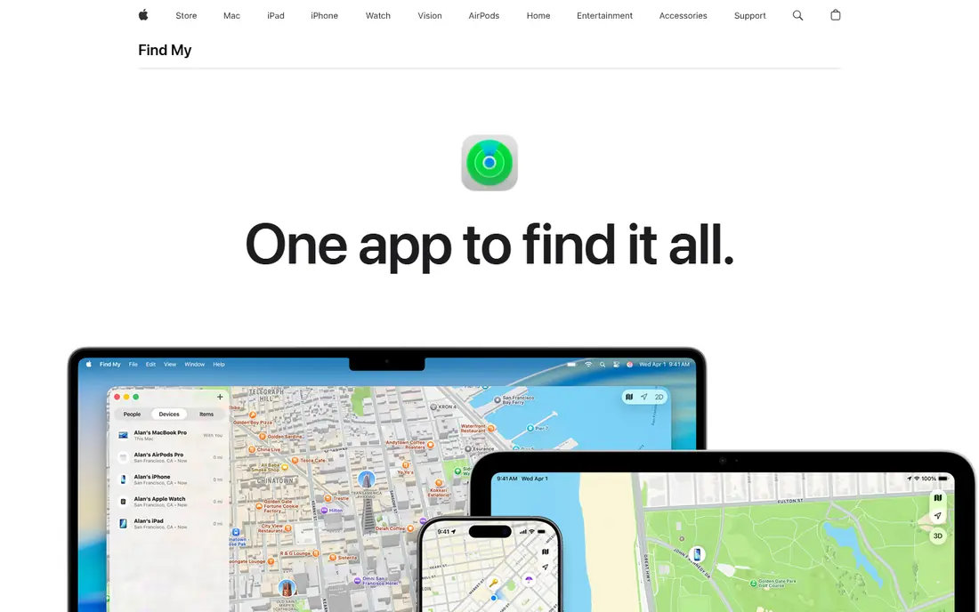 Apple Find My website