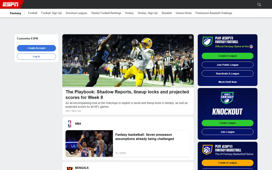 ESPN Fantasy website