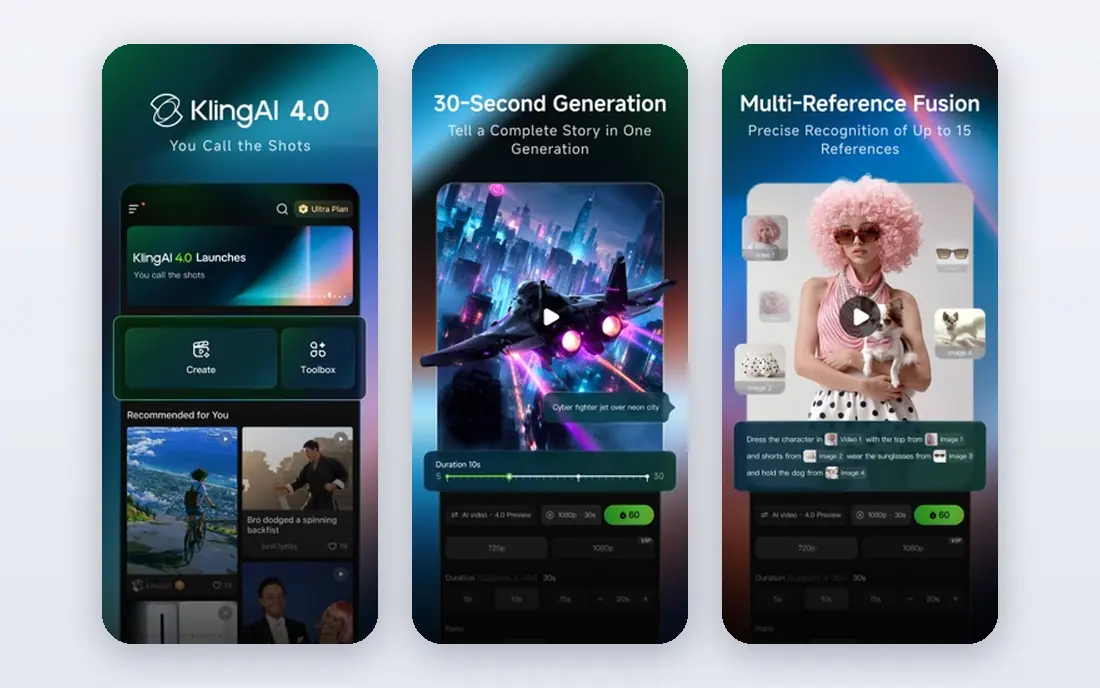 Kling AI app screenshots