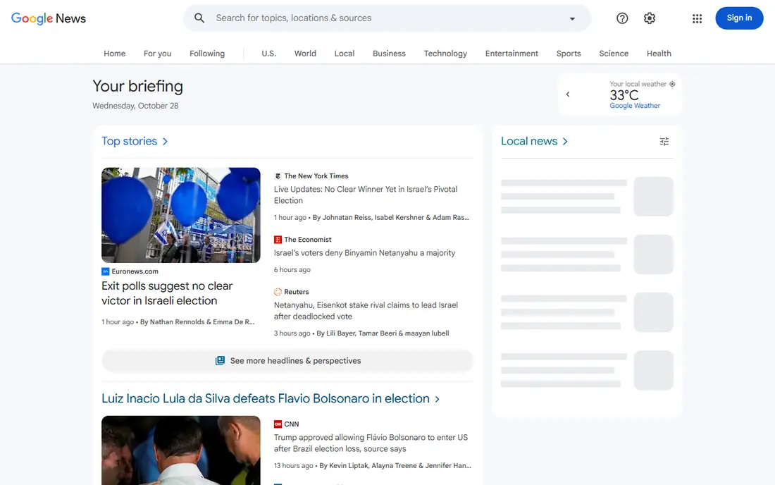 Google News website