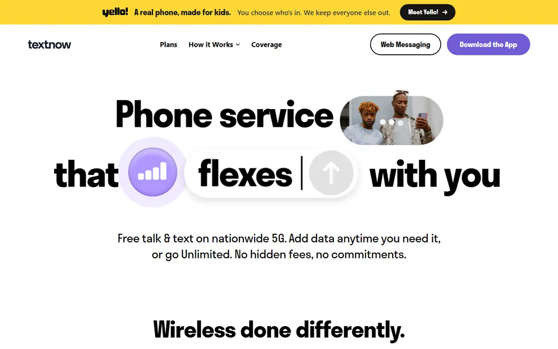 TextNow website