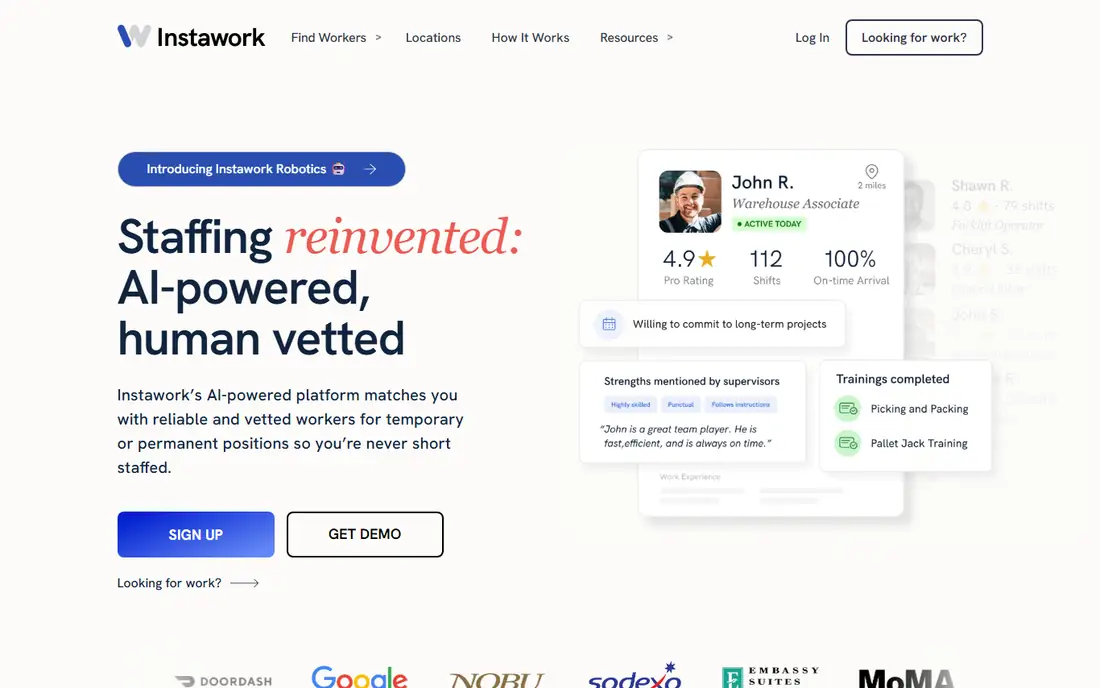 Instawork website
