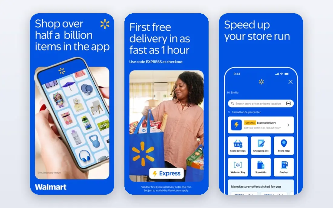 Walmart+ app screenshots