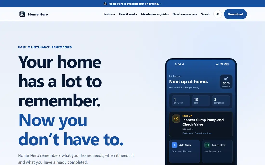 Home Hero website