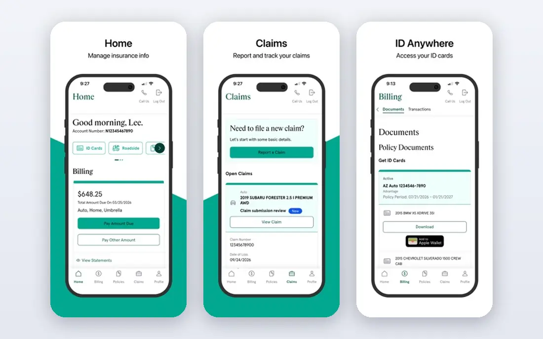 Amica Mutual app screenshots