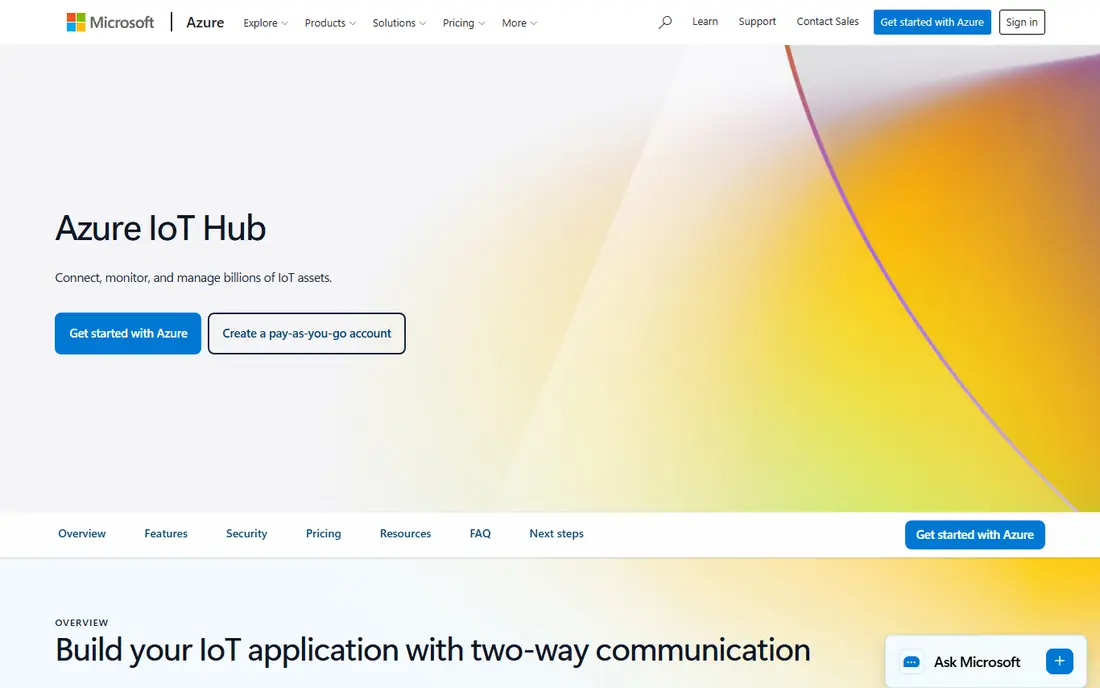 Azure IoT Hub website