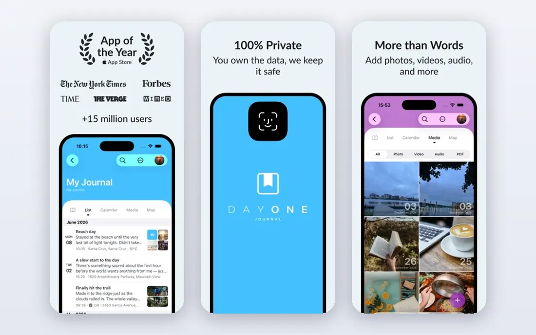 Day One app screenshots