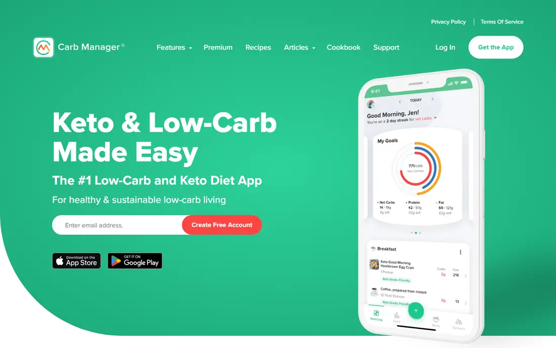 Carb Manager website