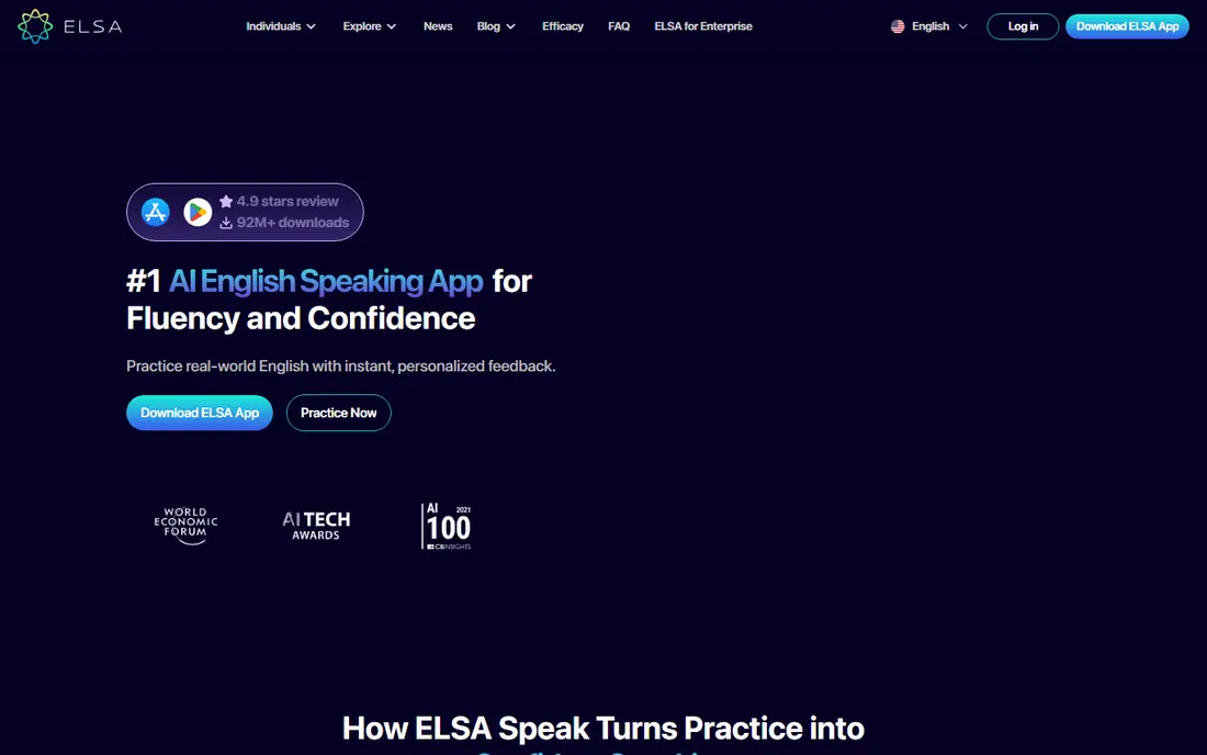 ELSA Speak website