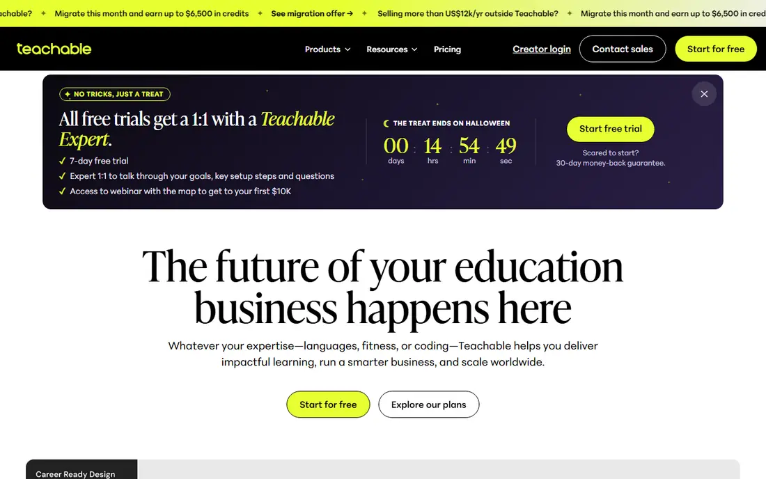 Teachable website