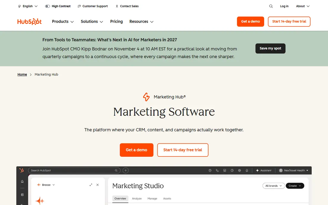 HubSpot Marketing Hub website