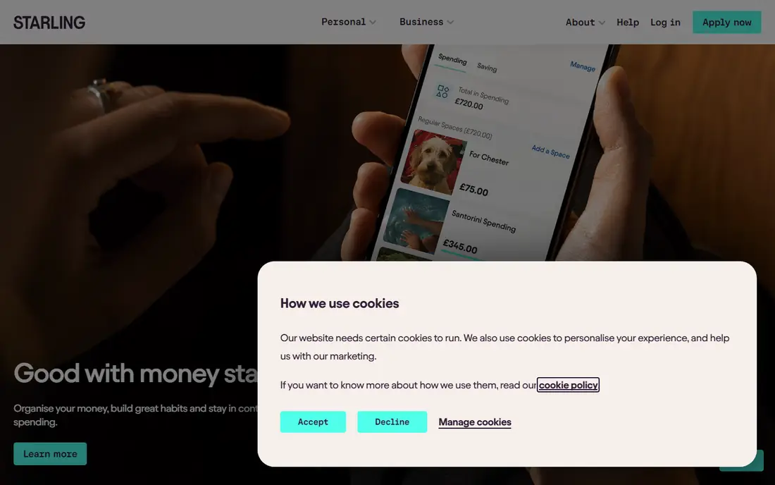 Starling Bank website