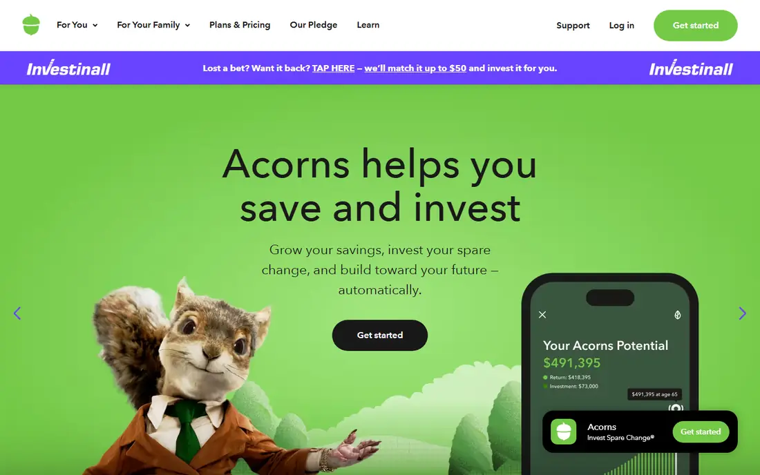 Acorns website