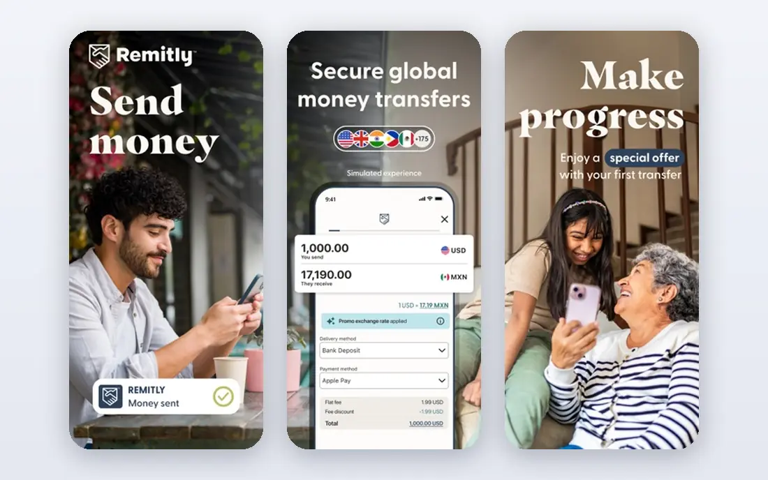 Remitly app screenshots