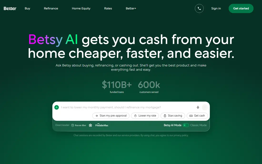 Better Mortgage website