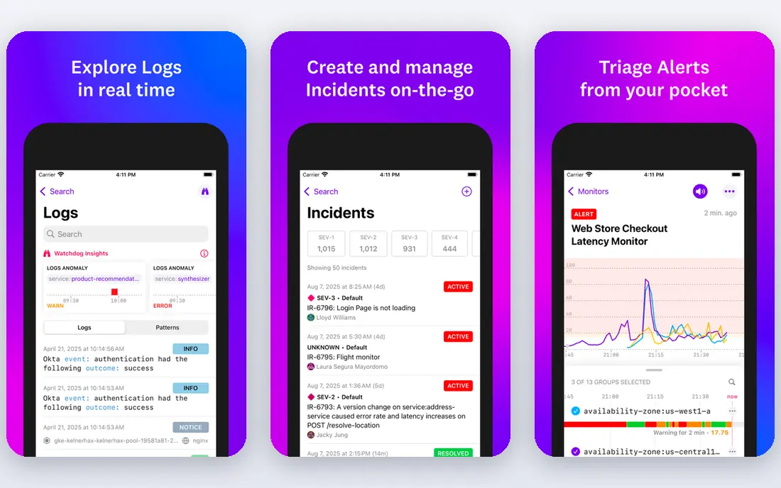 Datadog app screenshots