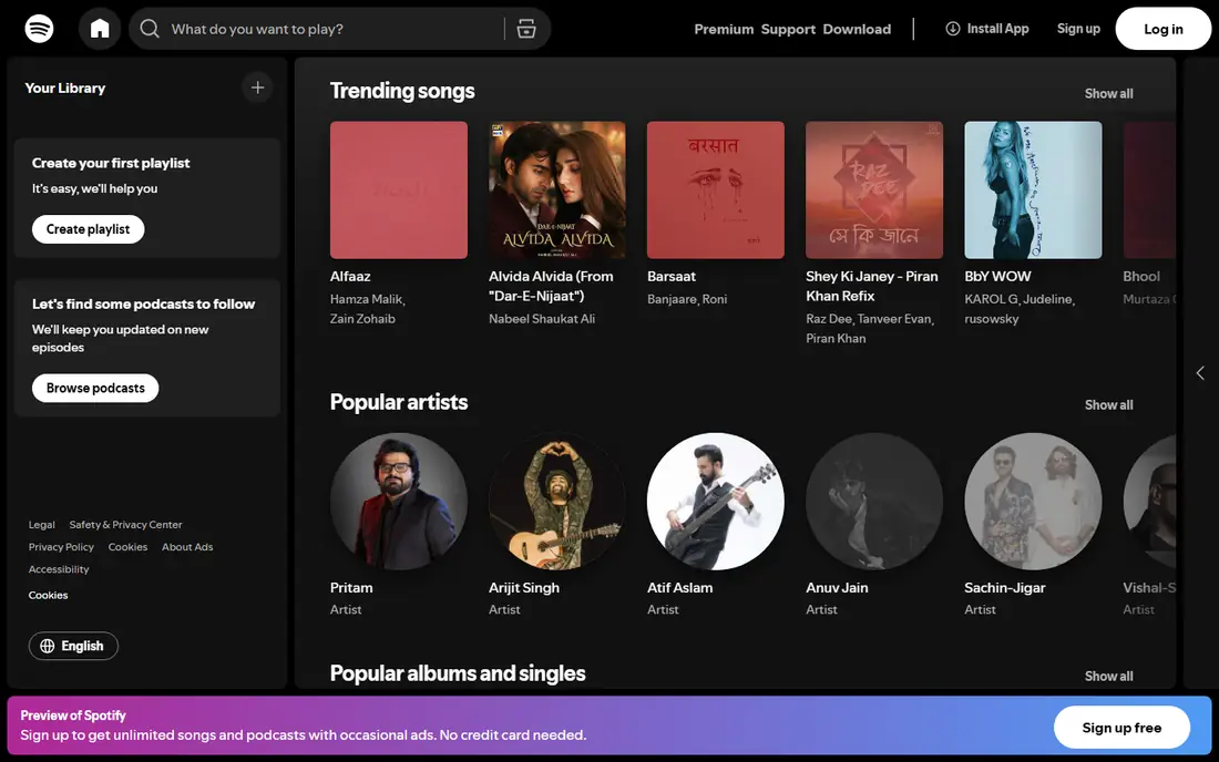 Spotify website