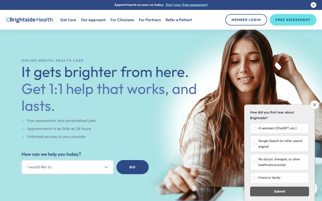 Brightside Health website