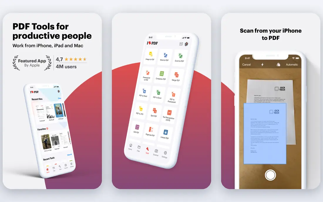iLovePDF app screenshots