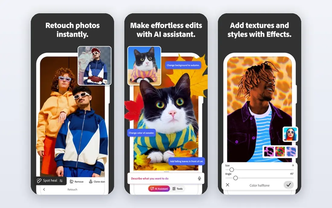 Adobe Photoshop app screenshots
