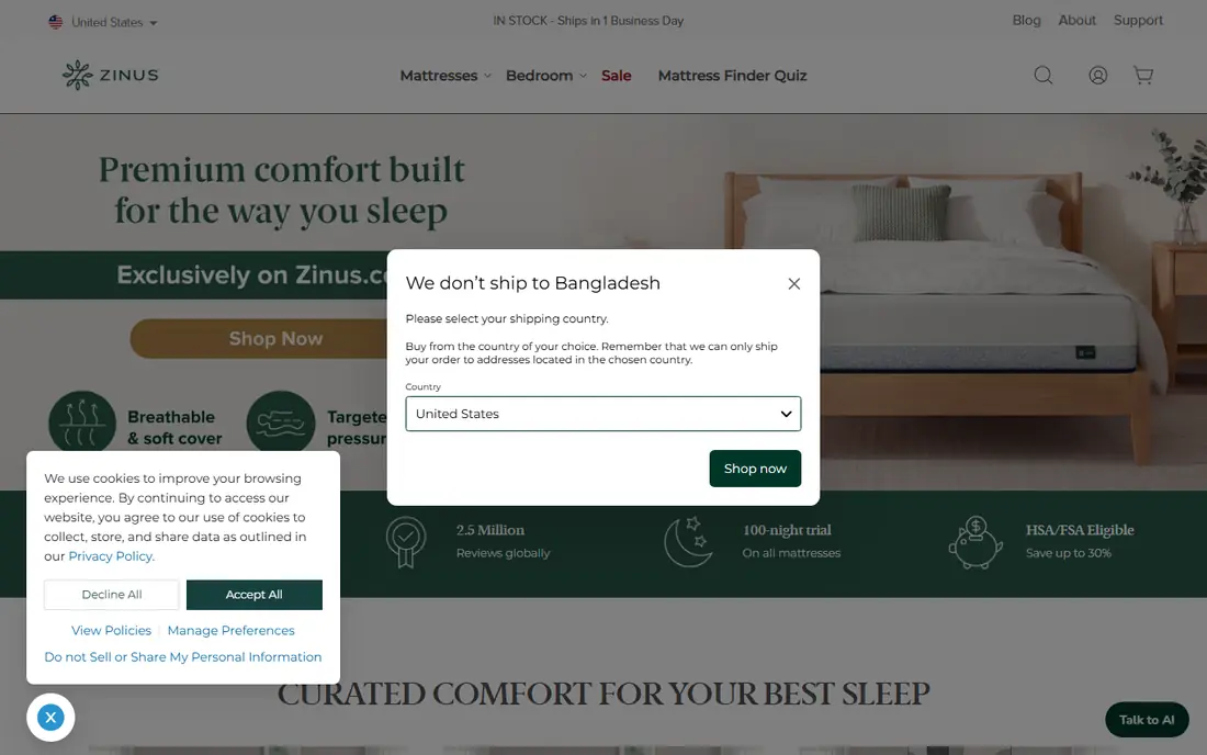Zinus Platform Bed website