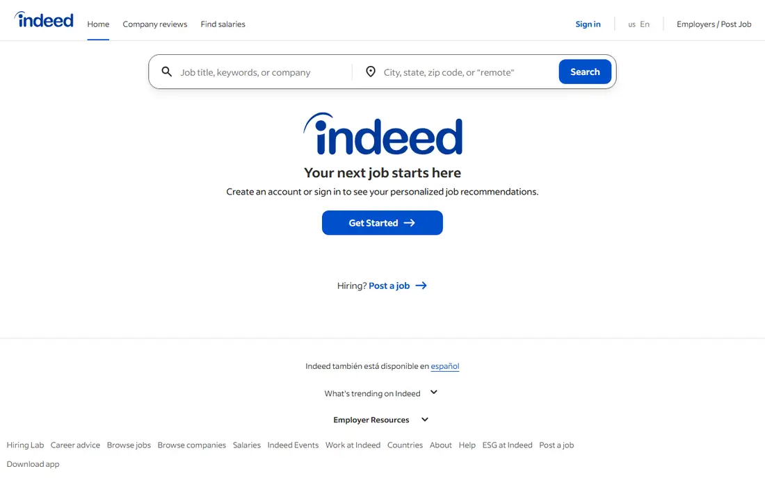 Indeed website