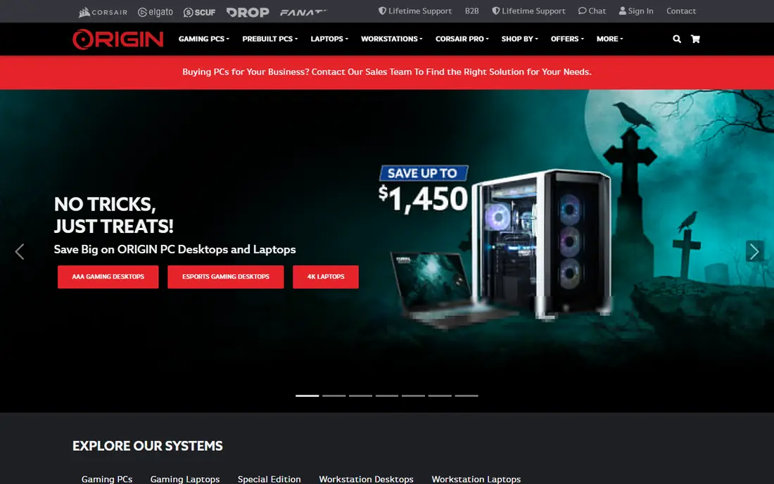 ORIGIN PC website