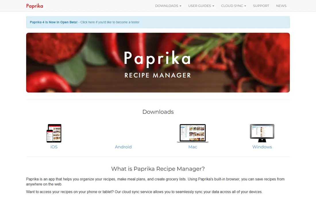 Paprika Recipe Manager website