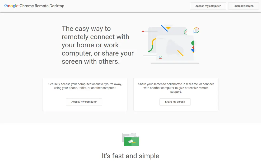 Chrome Remote Desktop website
