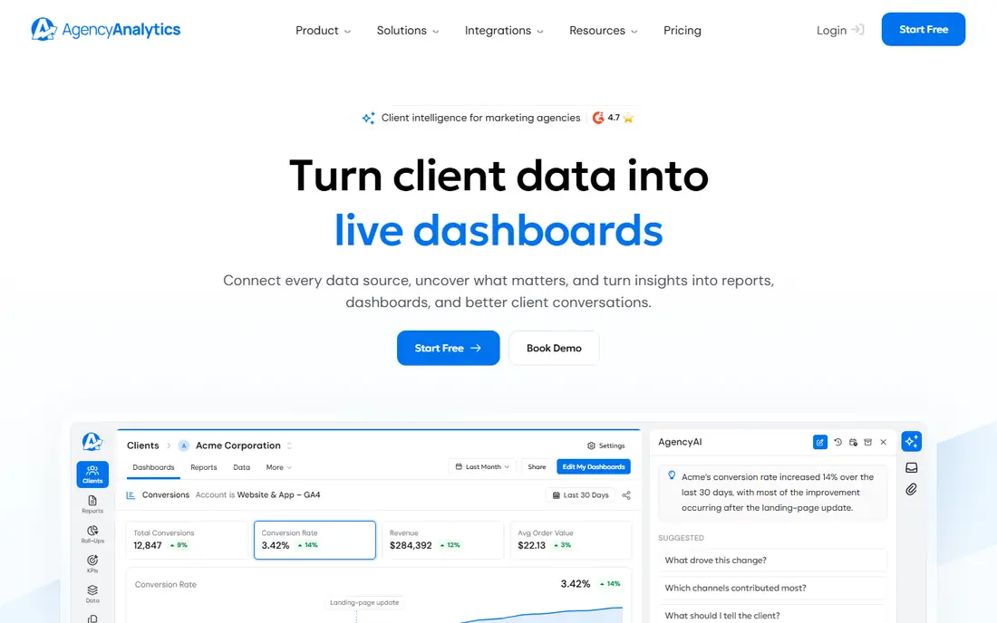 AgencyAnalytics website