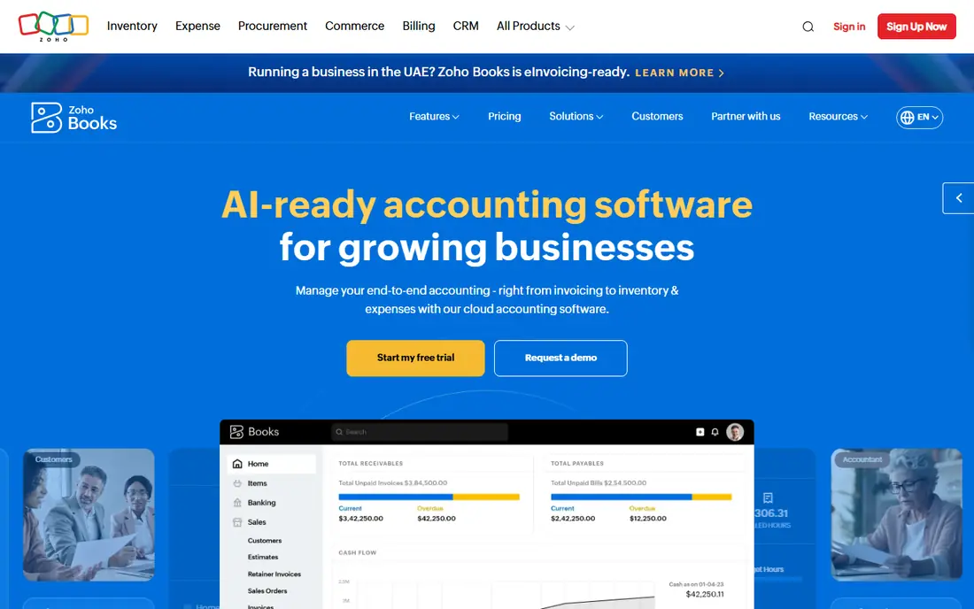 Zoho Books website