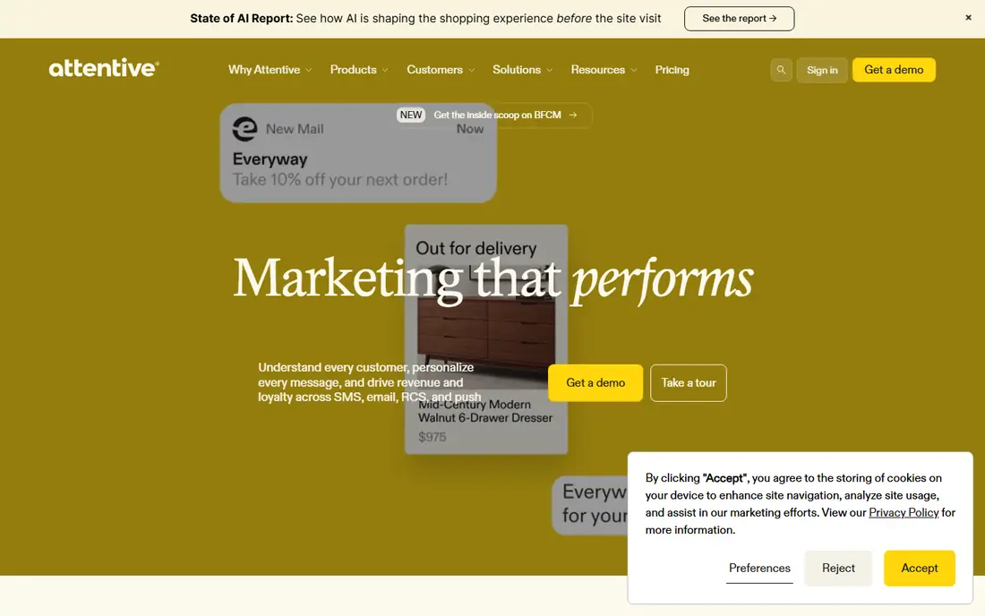 Attentive website