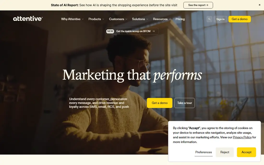 Attentive website