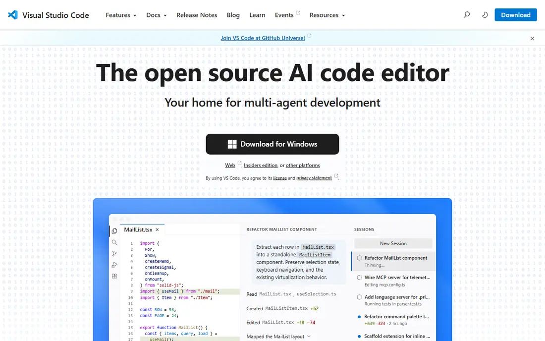 Visual Studio Code website