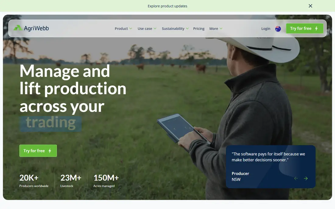 AgriWebb website