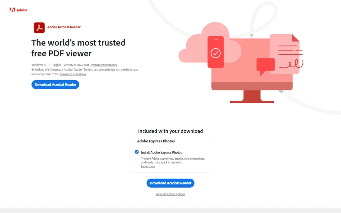 Adobe Acrobat Reader website