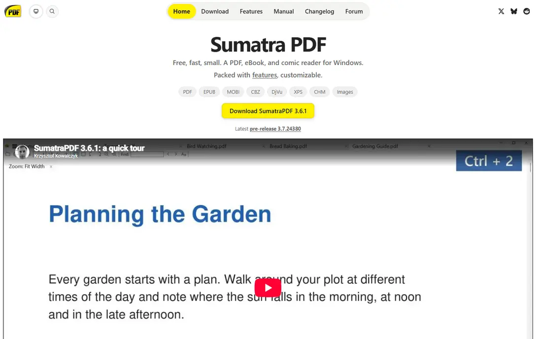 SumatraPDF website