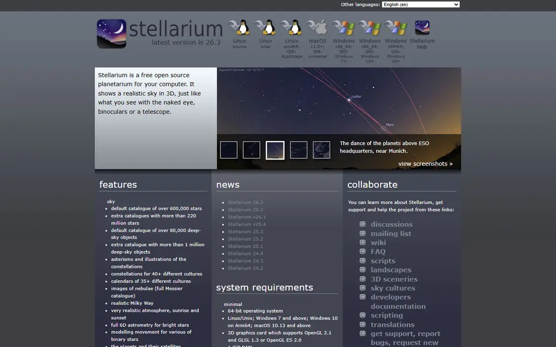 Stellarium website
