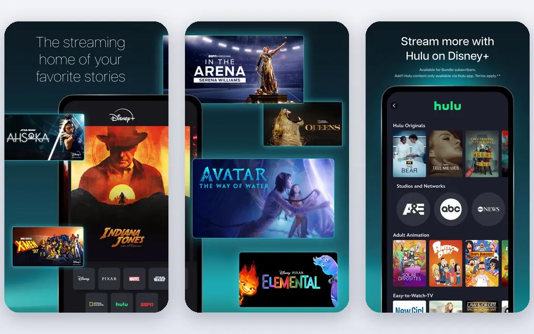 Disney+ app screenshots
