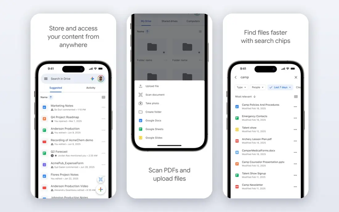 Google Forms app screenshots