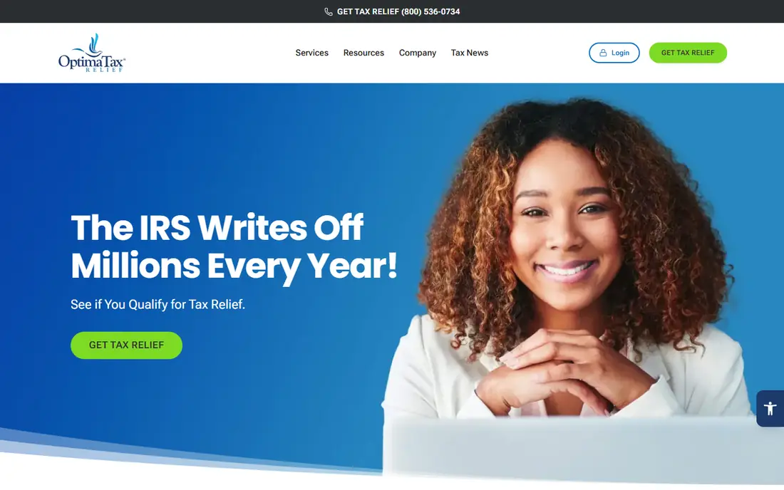 Optima Tax Relief website