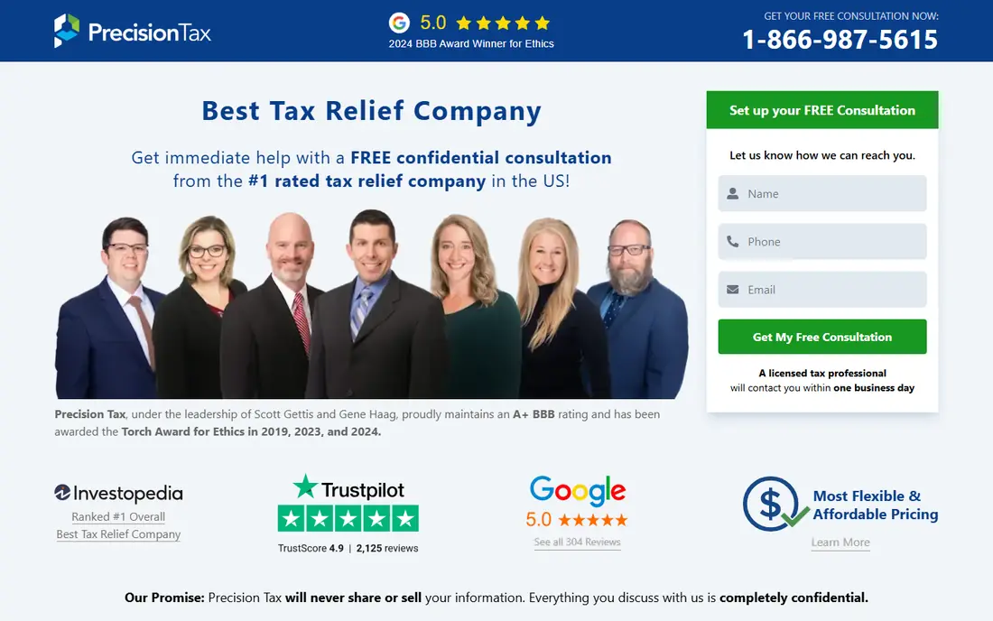 Precision Tax Relief website