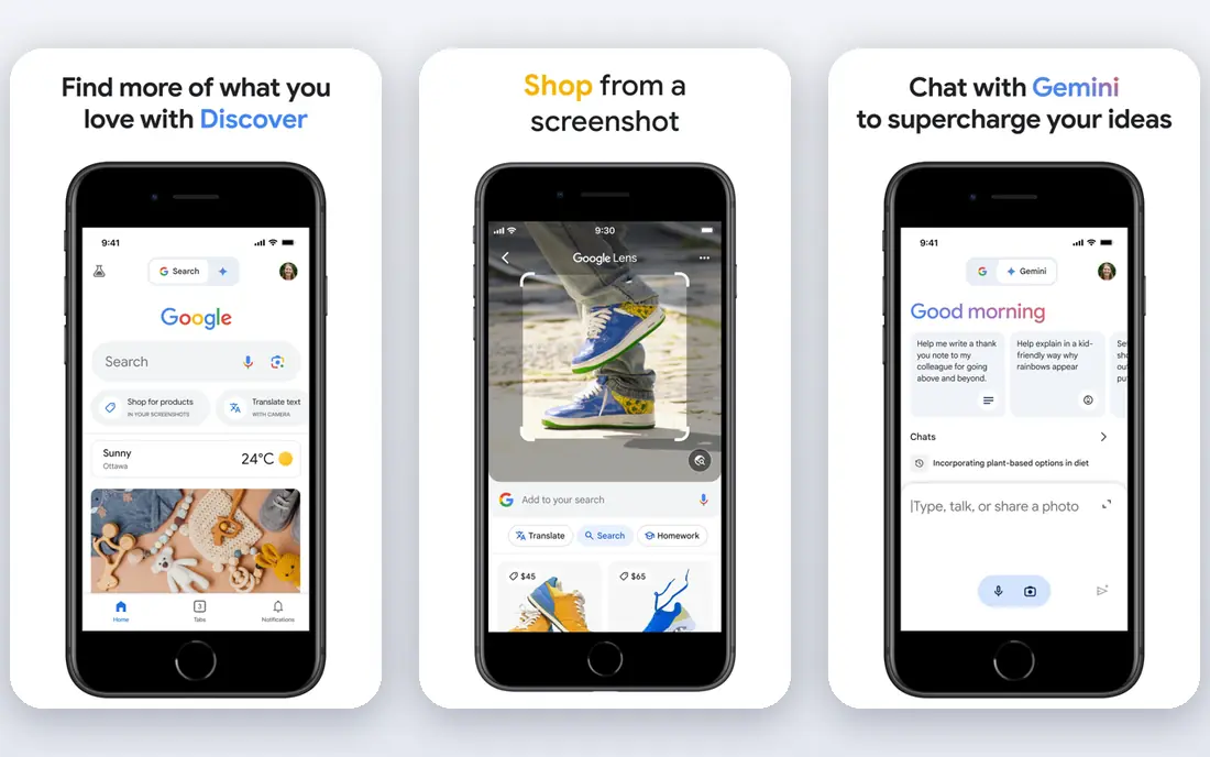 Google app screenshots