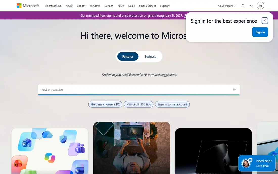 Microsoft website