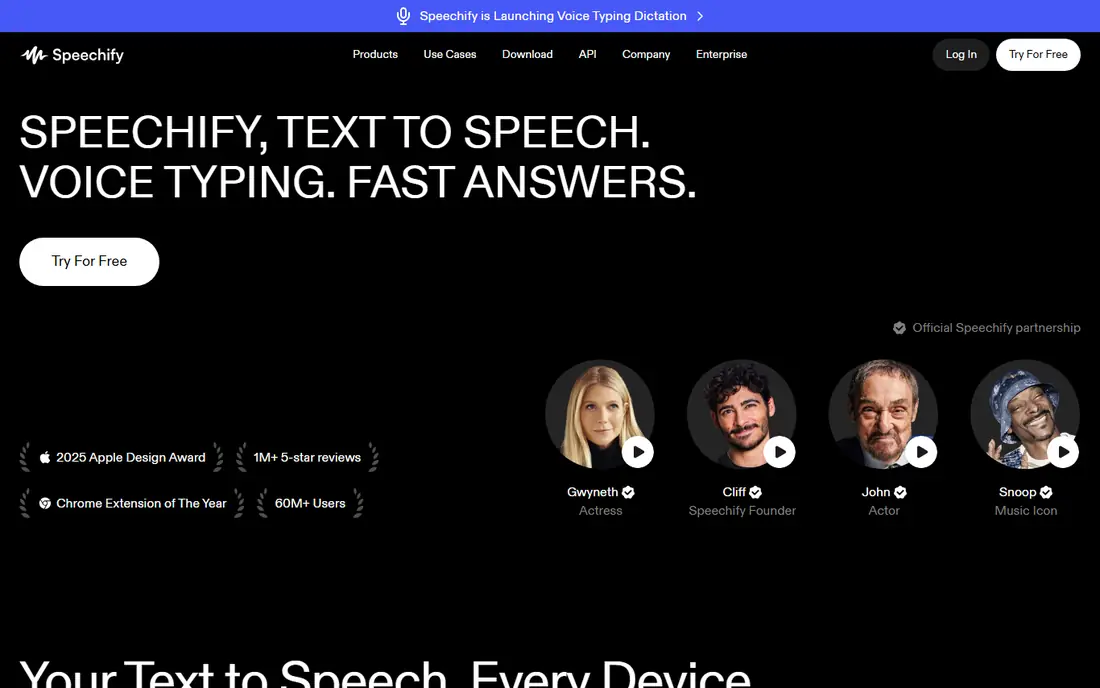 Speechify website
