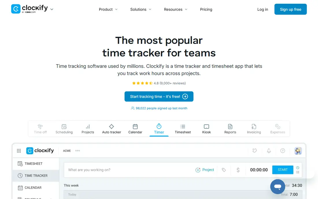 Clockify website