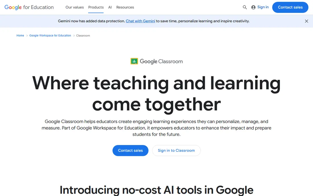 Google Classroom website