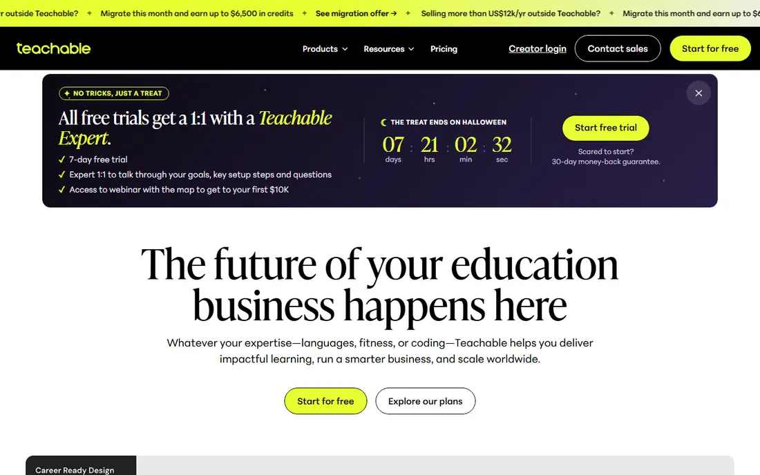 Teachable website