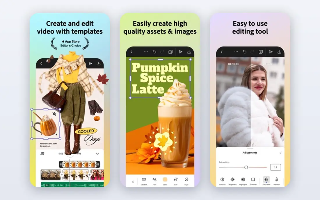 Adobe InDesign app screenshots